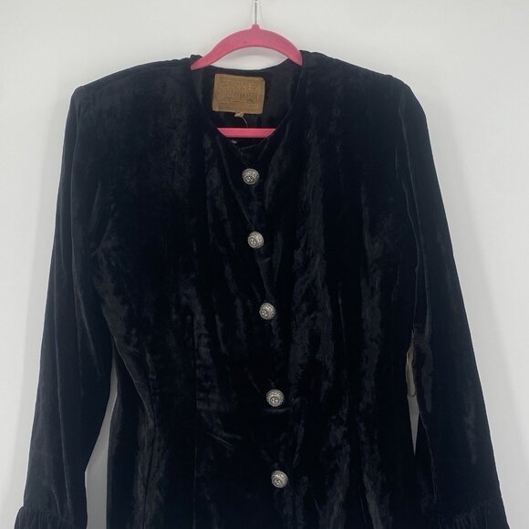 Double D Ranch VTG Size M Western Crushed Velvet Jacket Black RARE Shoulder Pads - Picture 13 of 16